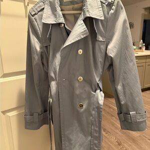 Calvin Klein Light Gray Double-Breasted Trench Coat